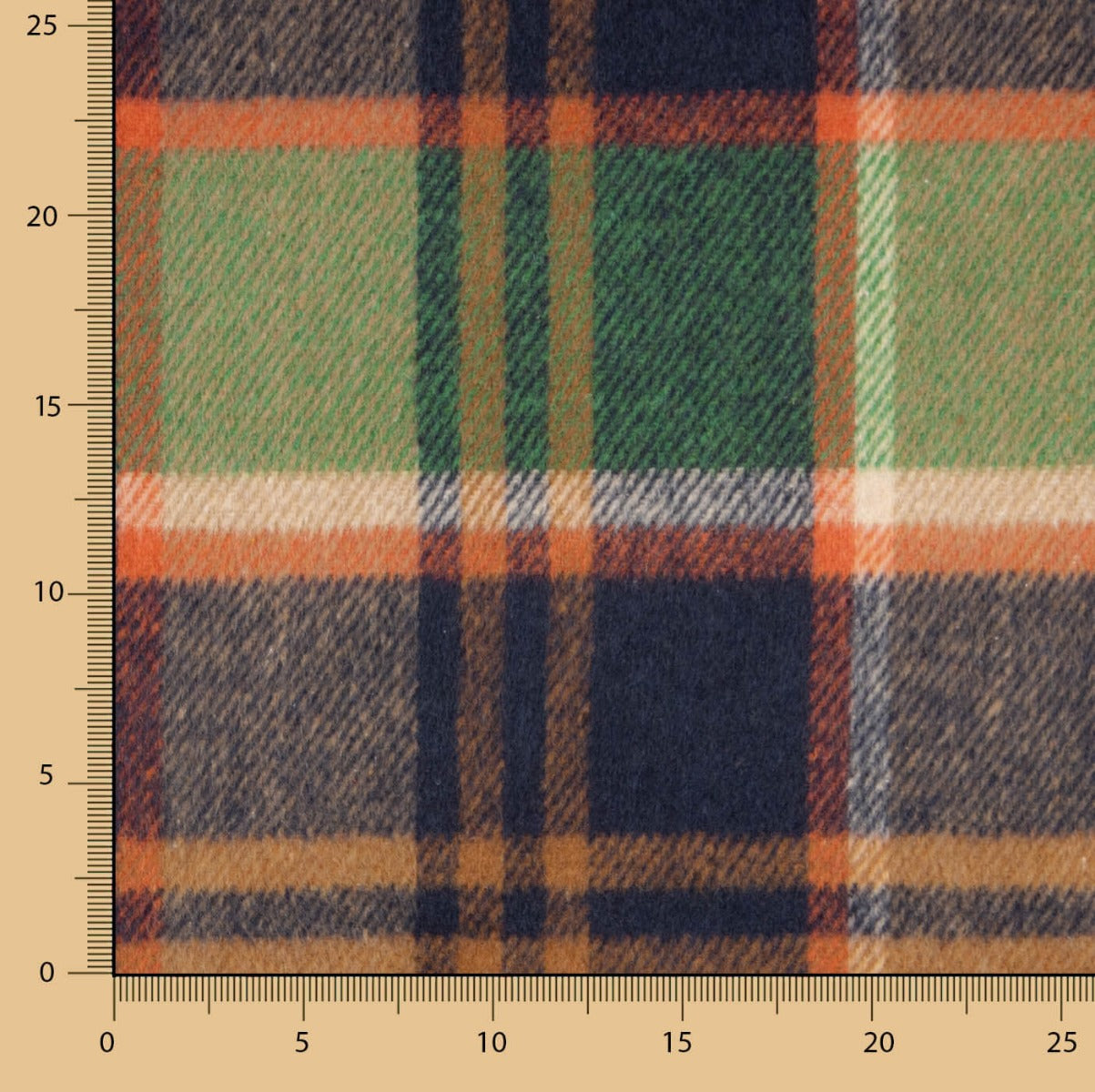 Mouflon à carreaux vert forêt, orange et bleu marine - Ribes y Casals