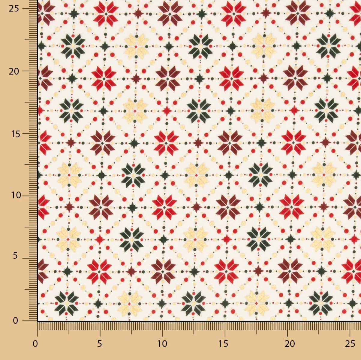 Popeline de coton Noel Star Geo Ecru - Ribes y Casals