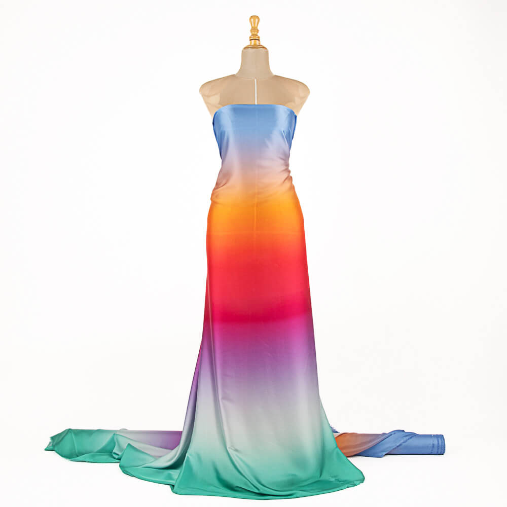 Satin imprimé fraises arc-en-ciel - Ribes y Casals