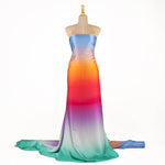 Satin imprimé fraises arc-en-ciel - Ribes y Casals