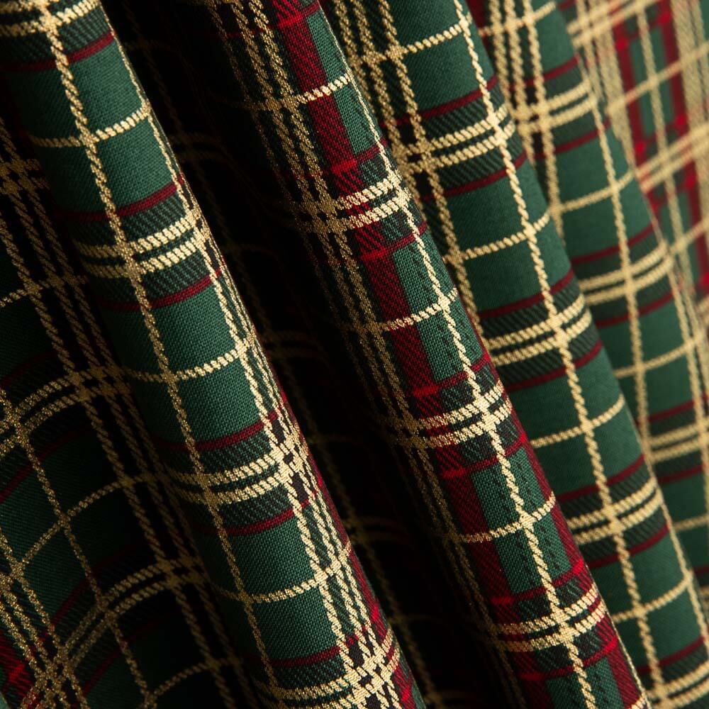 Retal Popelín Algodón Cuadros Noel Verde 50x140 cm - Ribes y Casals