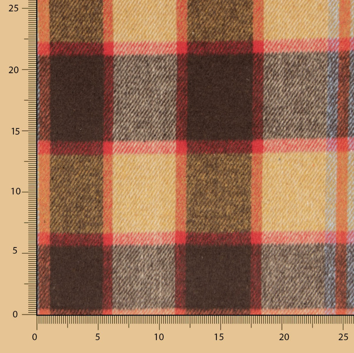 Mouflon à carreaux moutarde, marron et rouges - Ribes y Casals