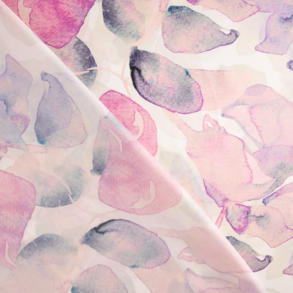 Satin imprimé aquarelle rose - Ribes y Casals