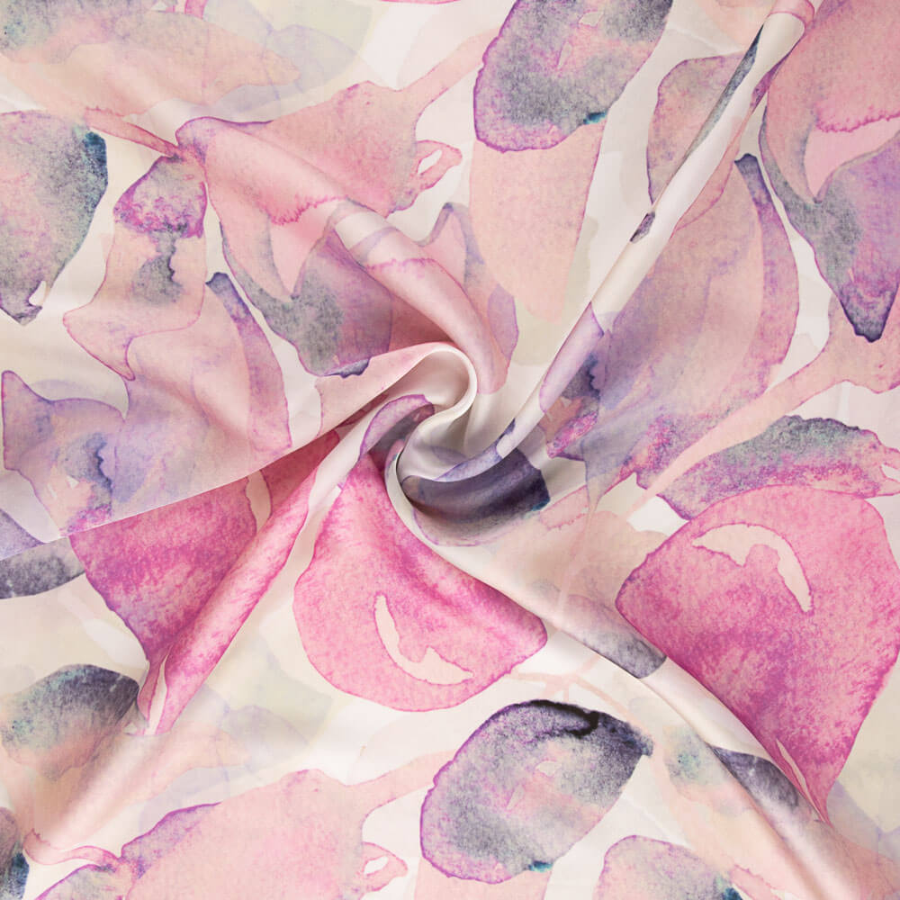 Satin imprimé aquarelle rose - Ribes y Casals