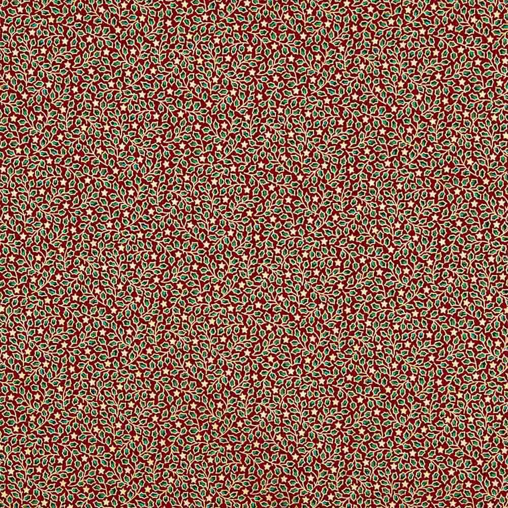 Popeline de Coton Rouge Houx de Noël - Ribes y Casals