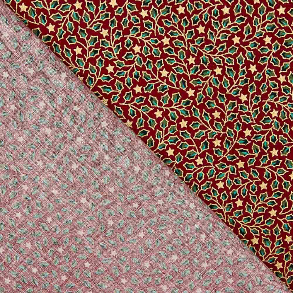 Popeline de Coton Rouge Houx de Noël - Ribes y Casals