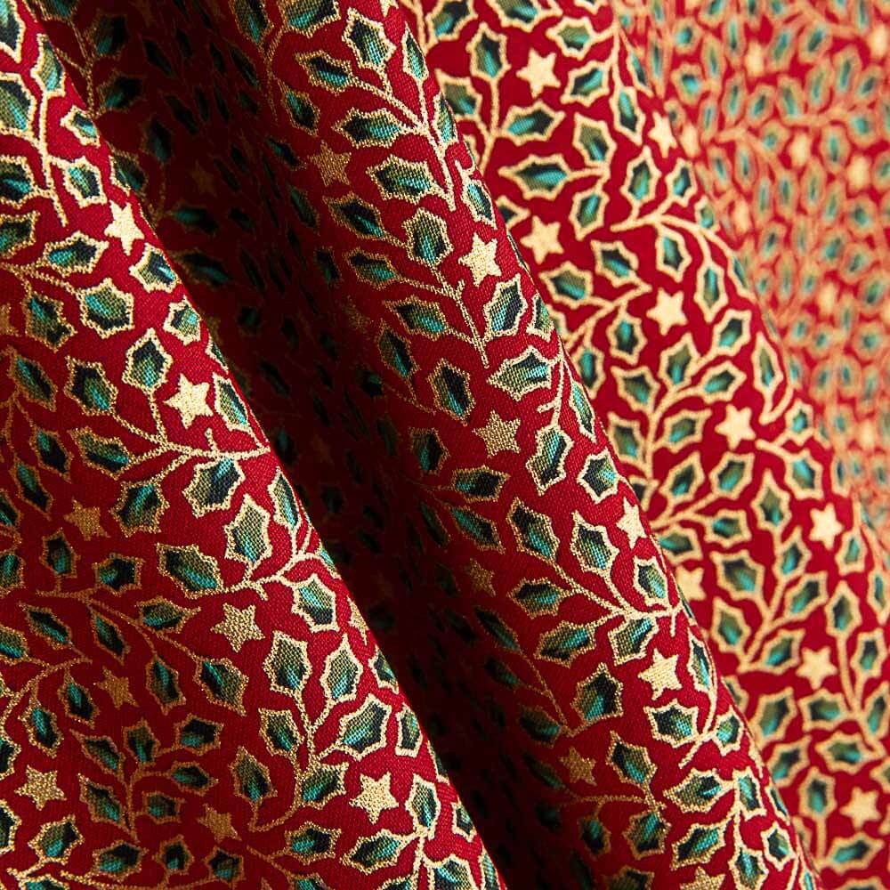 Popeline de Coton Rouge Houx de Noël - Ribes y Casals