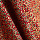 Popeline de Coton Rouge Houx de Noël - Ribes y Casals