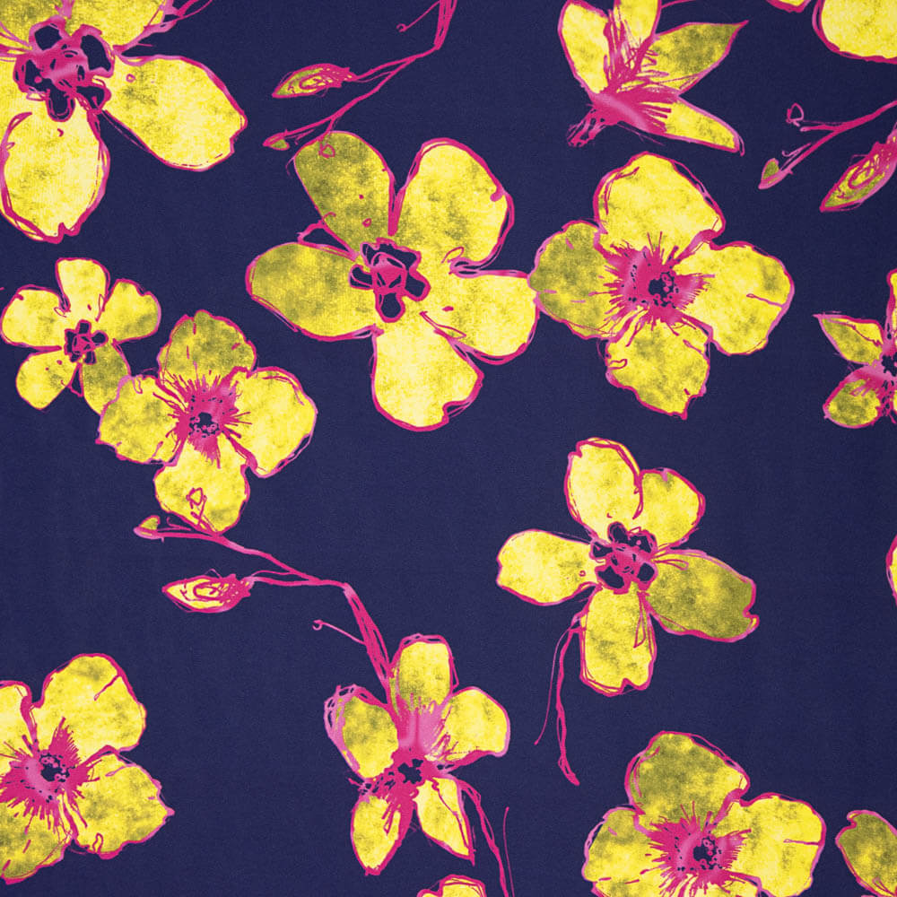 Satin imprimé violet bonbon - Ribes y Casals
