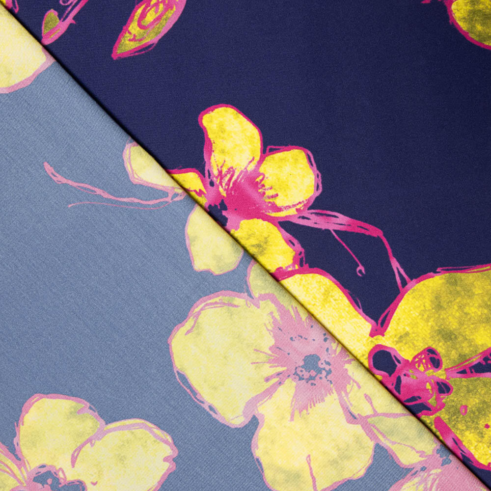 Satin imprimé violet bonbon - Ribes y Casals