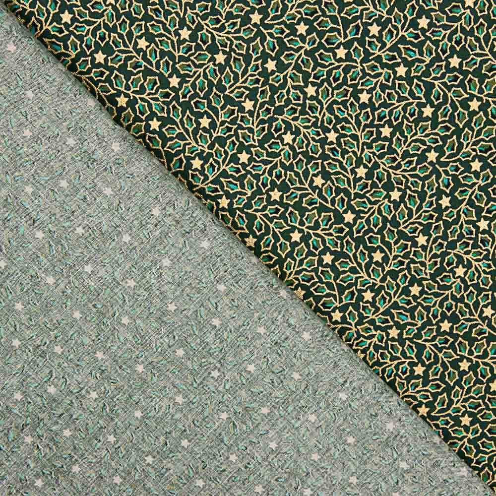 Popeline Coton Holly Noël Vert - Ribes y Casals