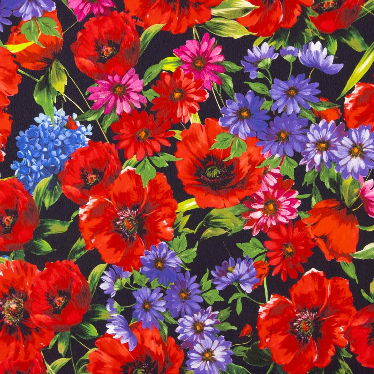 Crepe China Viscosa Bloom Noire - Ribes y Casals