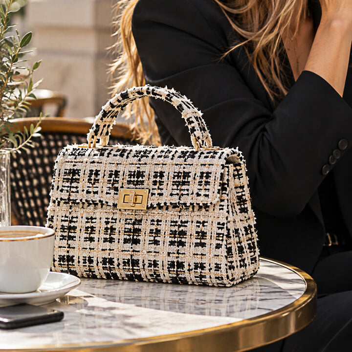 Tweed de laine Lumière Ébène avec Lurex doré - Ribes y Casals