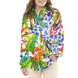 Tissu Satin Soie Naturel  Fleurs Bleu - Ribes y Casals