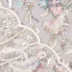 Strass Tulle Blanc Fleurs Dégradé Tons Doux - Ribes y Casals