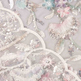 Strass Tulle Blanc Fleurs Dégradé Tons Doux - Ribes y Casals