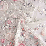 Strass Tulle Blanc Fleurs Dégradé Tons Doux - Ribes y Casals