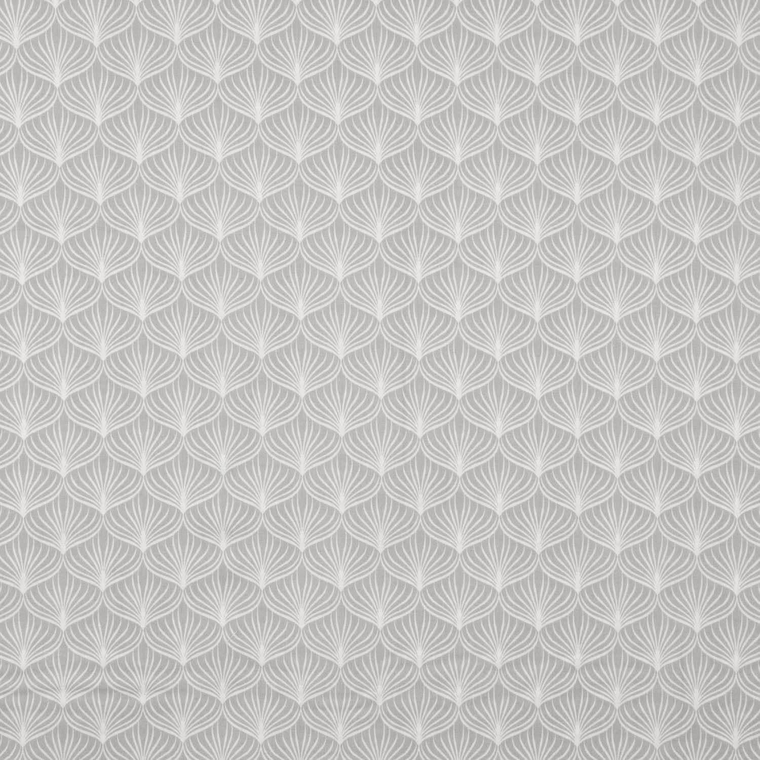 Percal de coton imprimé feuilles grises sur fond blanc - Ribes y Casals