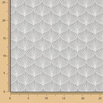 Percal de coton imprimé feuilles grises sur fond blanc - Ribes y Casals