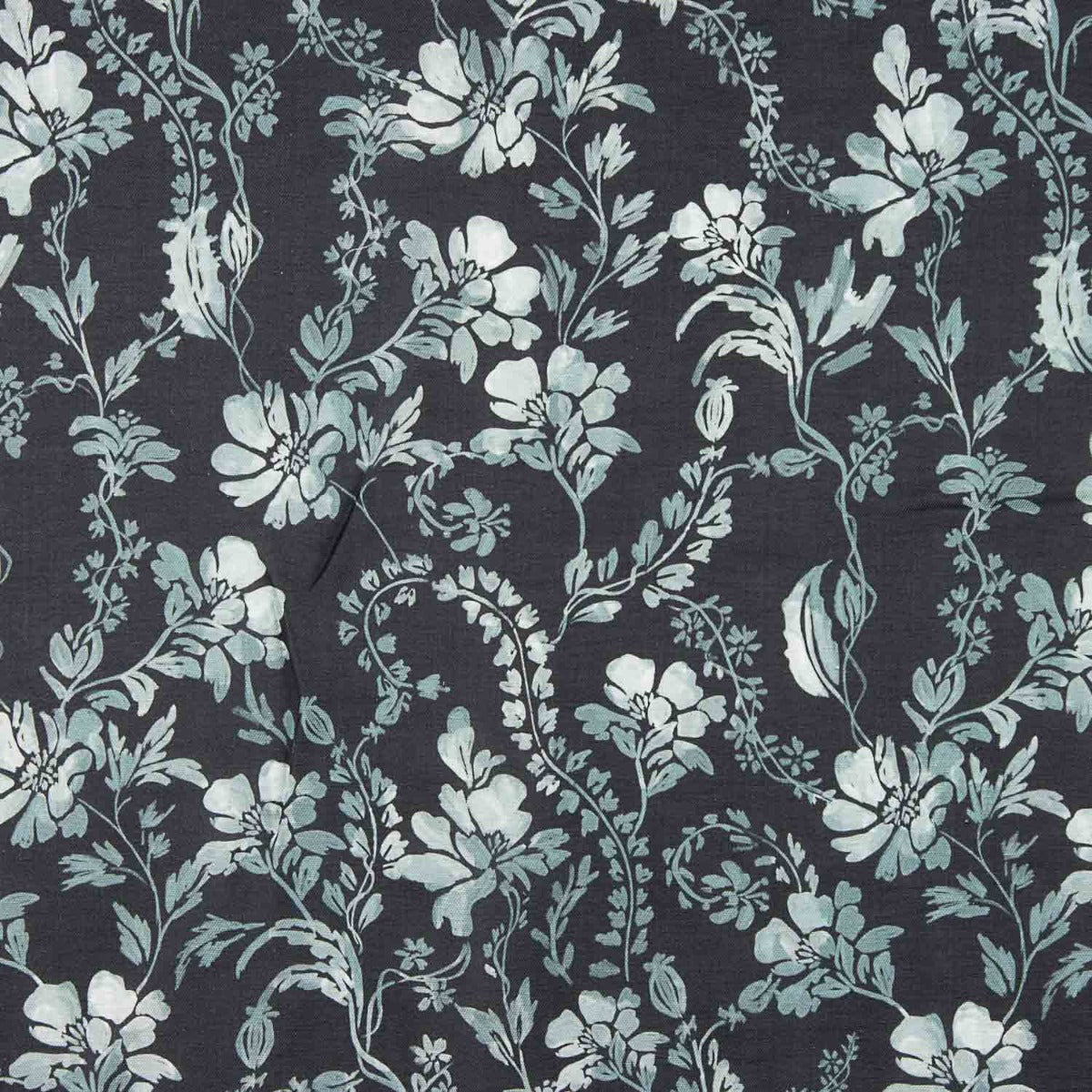Sergé doux Viscose-lin Floral Marine - Ribes y Casals