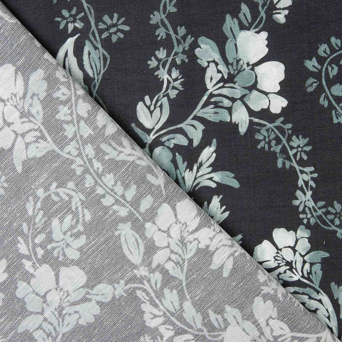 Sergé doux Viscose-lin Floral Marine - Ribes y Casals