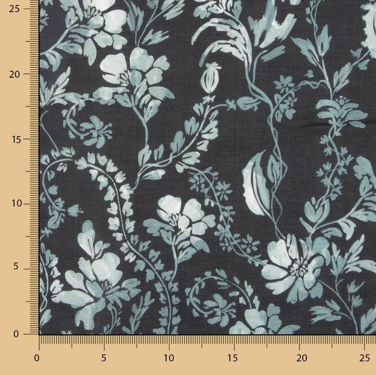 Sergé doux Viscose-lin Floral Marine - Ribes y Casals
