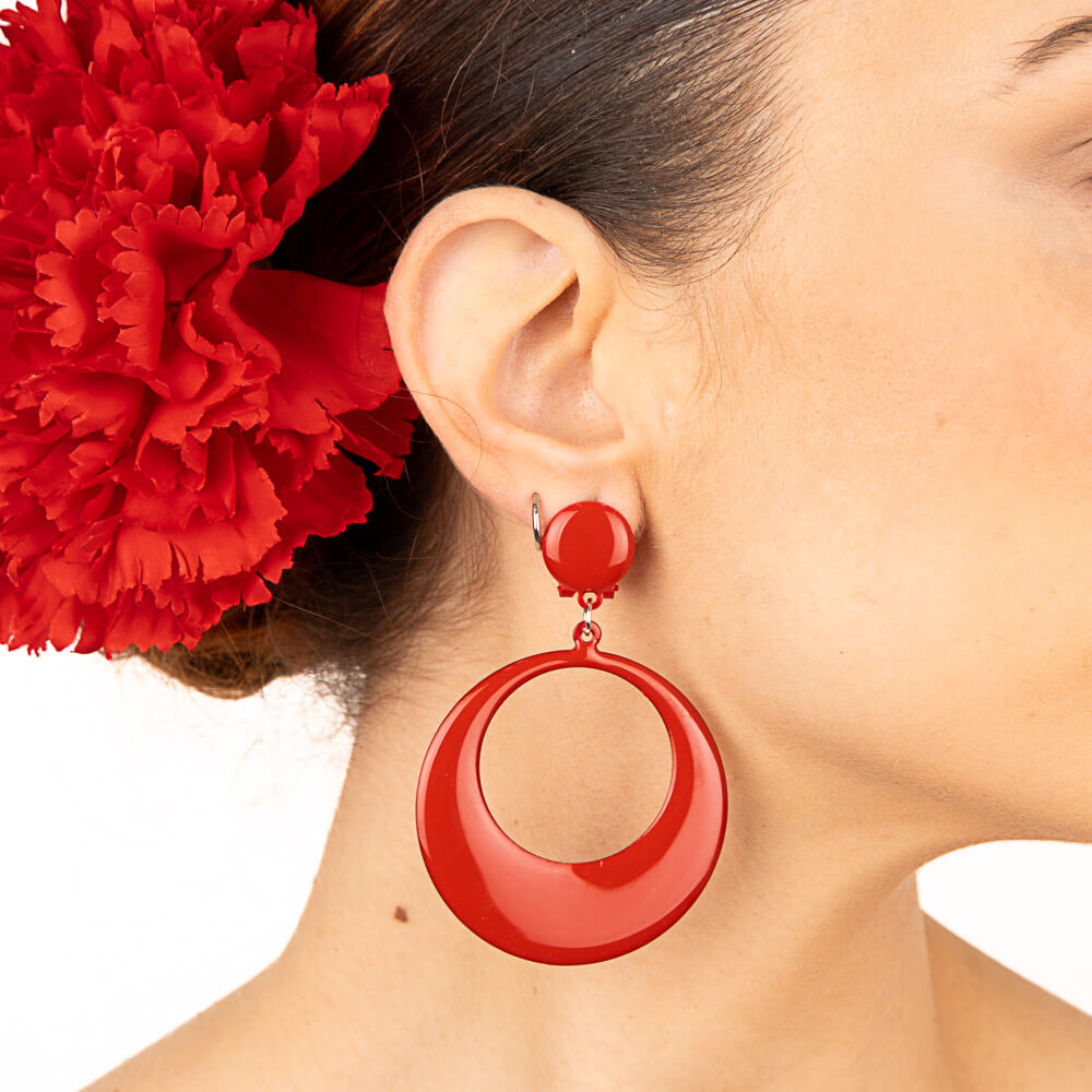 Boucles d&#39;oreilles flamenco cerceau rouge - Ribes y Casals