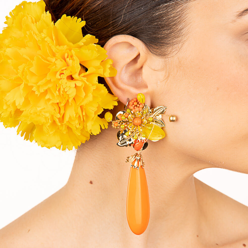 Boucles d&#39;oreilles flamenco goutte orange - Ribes y Casals