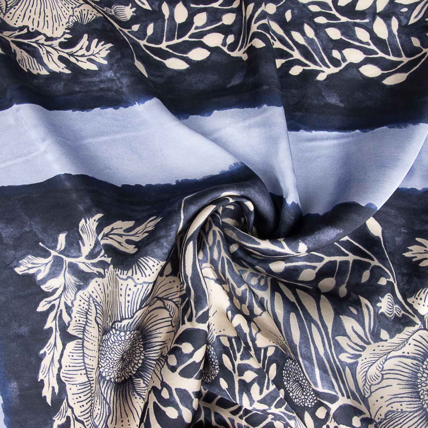 Satin polyester imprimé motif géométrique turquoise - Ribes y Casals