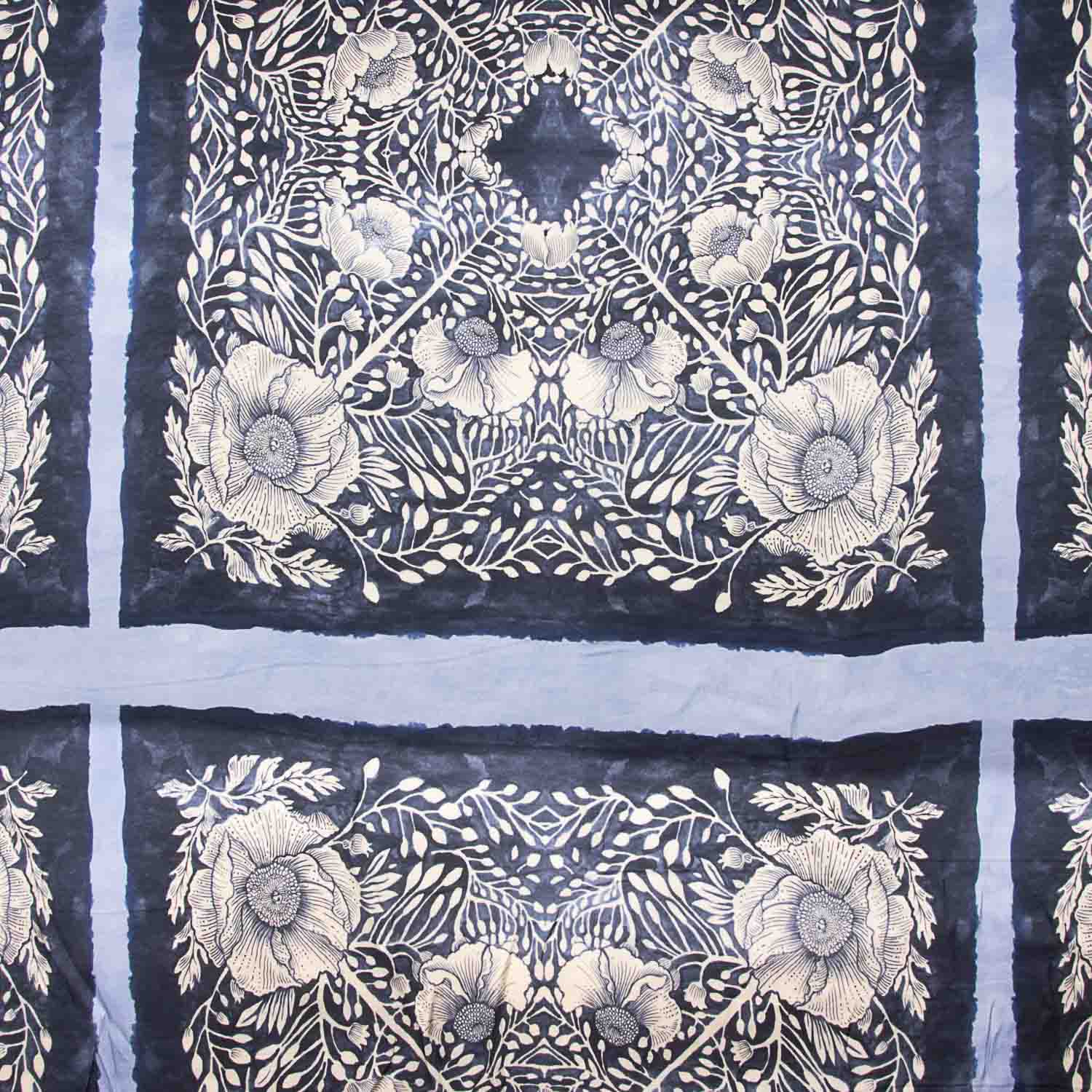 Satin polyester imprimé motif géométrique turquoise - Ribes y Casals