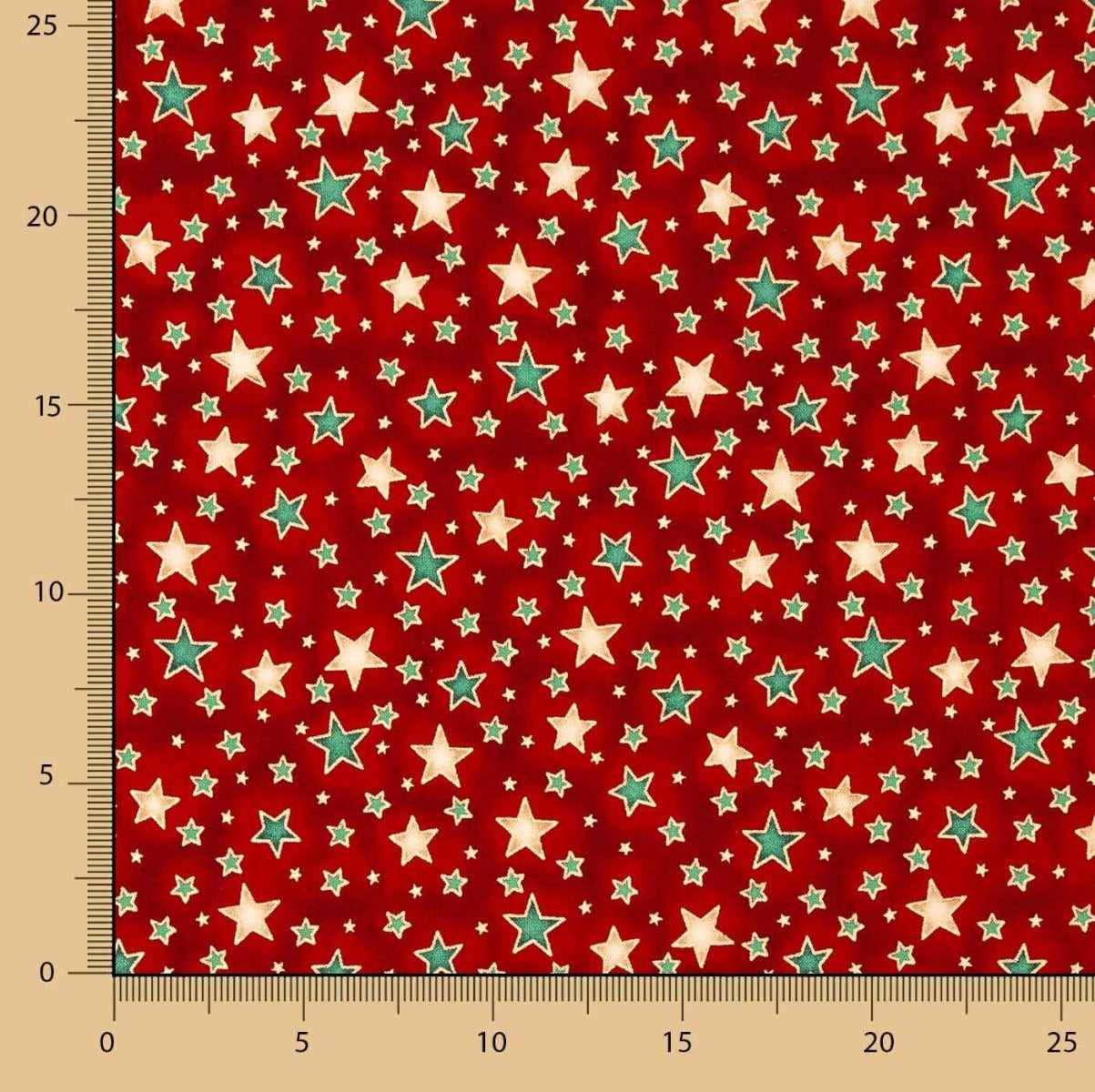 Popeline Noël Etoiles Rouge - Ribes y Casals