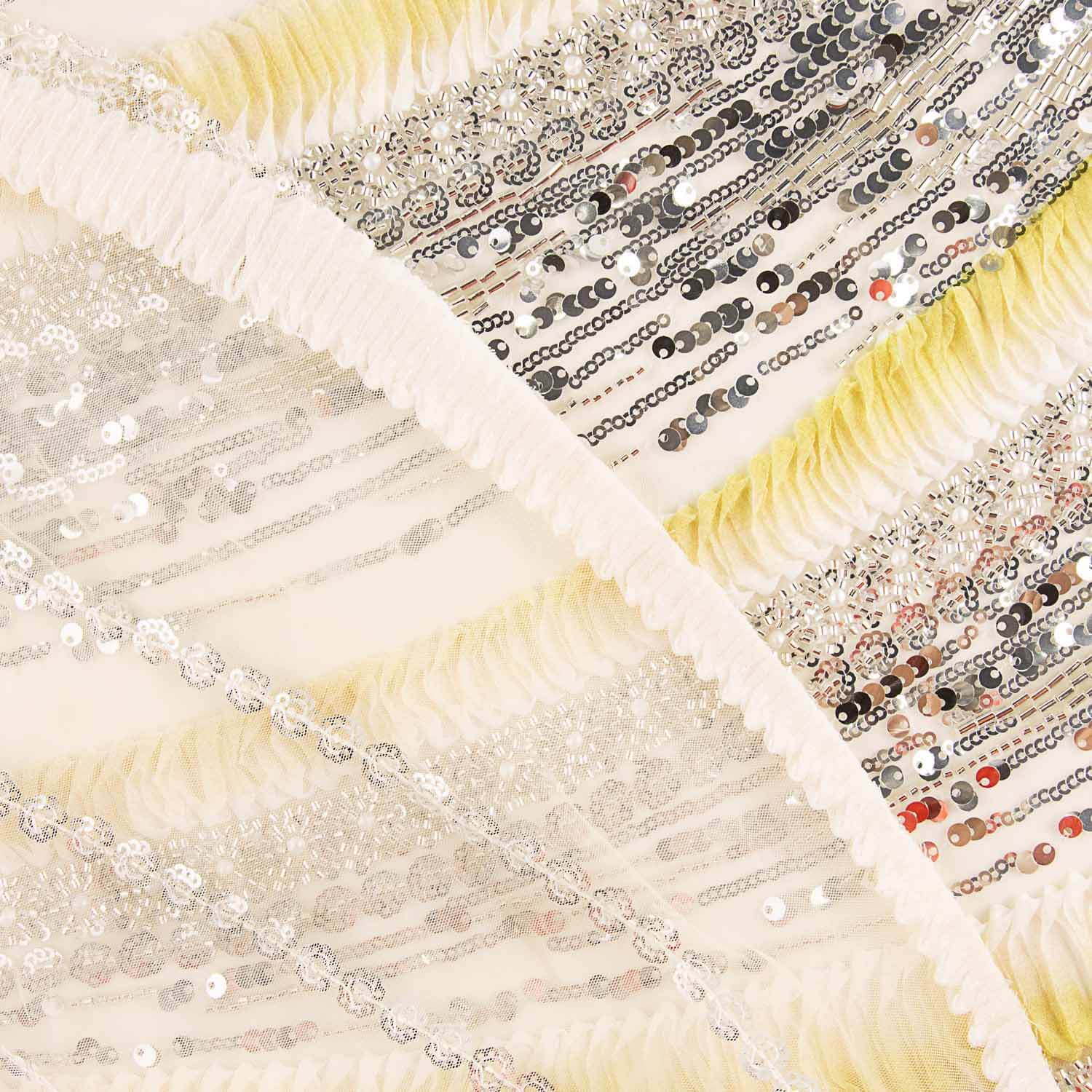 Strass Tulle Blanc Jaunes Dégradé Plissé - Ribes y Casals
