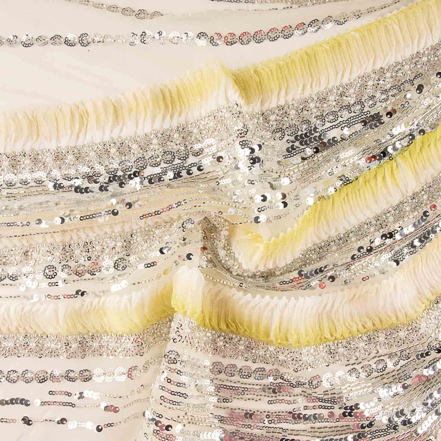 Strass Tulle Blanc Jaunes Dégradé Plissé - Ribes y Casals