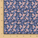 Percal de coton imprimé floral fond bleu - Ribes y Casals