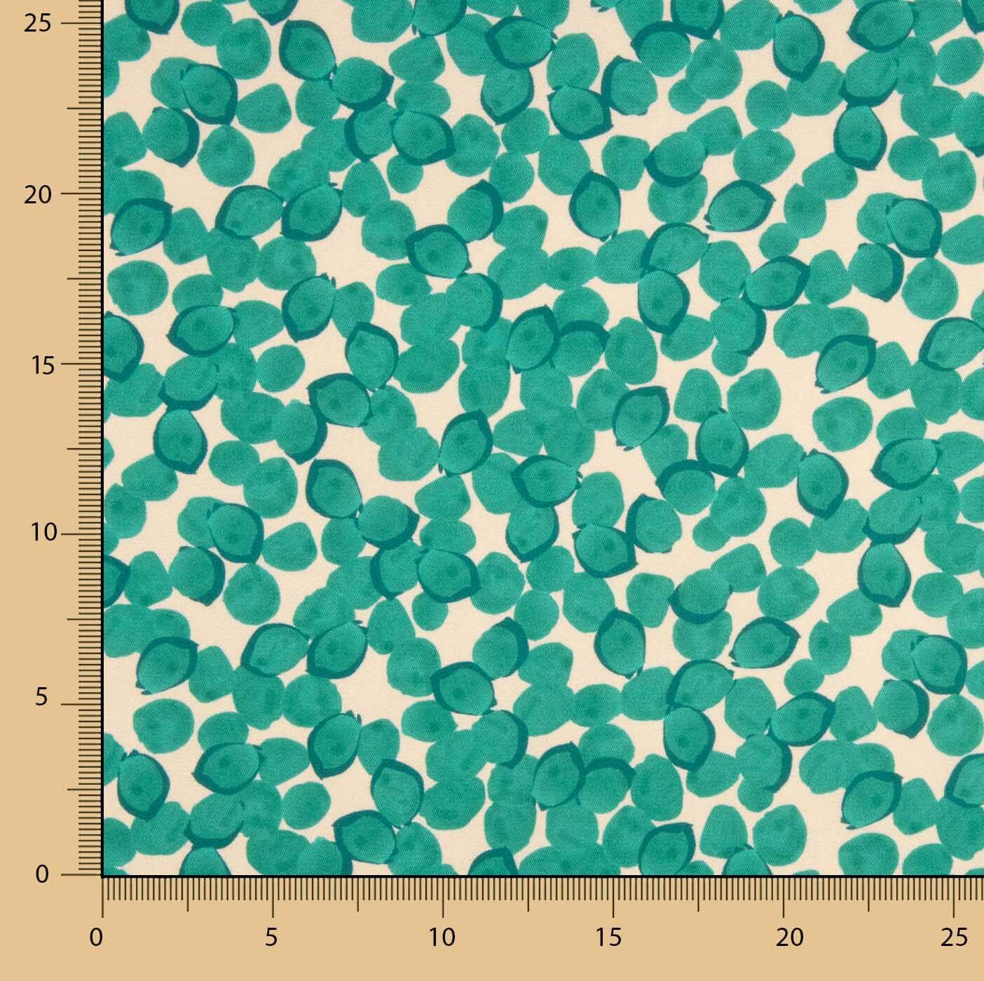 Satin polyester imprimé feuilles émeraude - Ribes y Casals