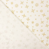 Popeline de coton imprimée flocons de neige dorés naturels - Ribes y Casals