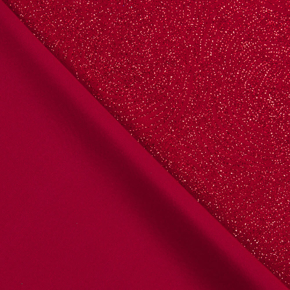 Velours Stretch Geo Glitter Rouge - Ribes y Casals