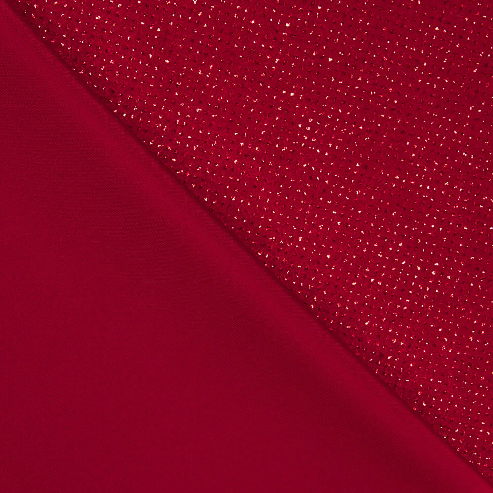 Velours Stretch Pailleté Rouge - Ribes y Casals