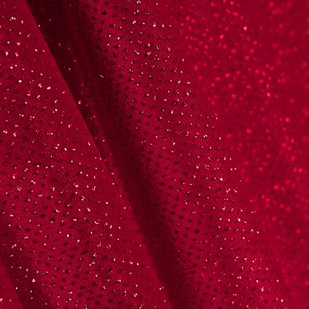Velours Stretch Pailleté Rouge - Ribes y Casals