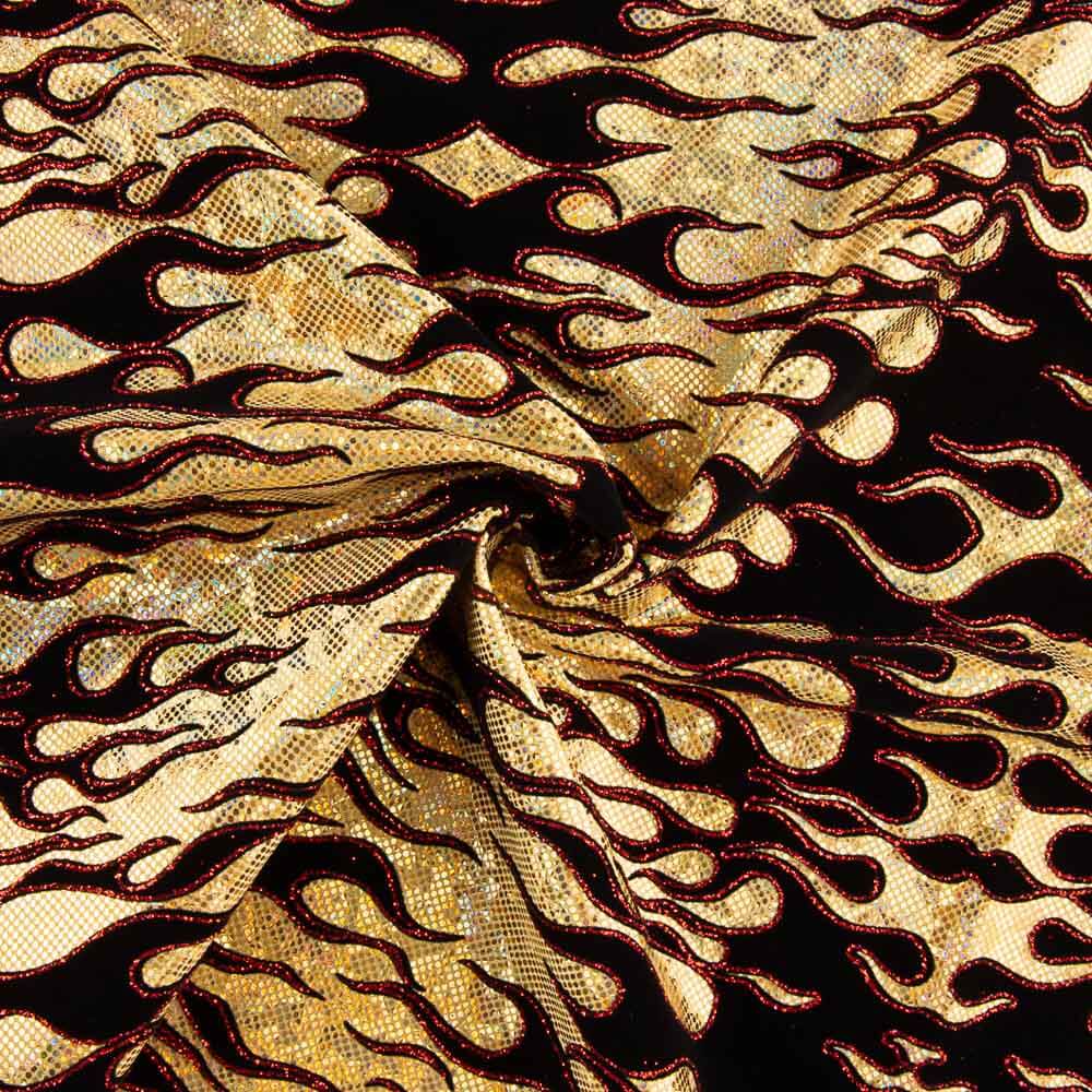 Retal Lycra Flocada Trash Dorado 105x140 cm - Ribes y Casals