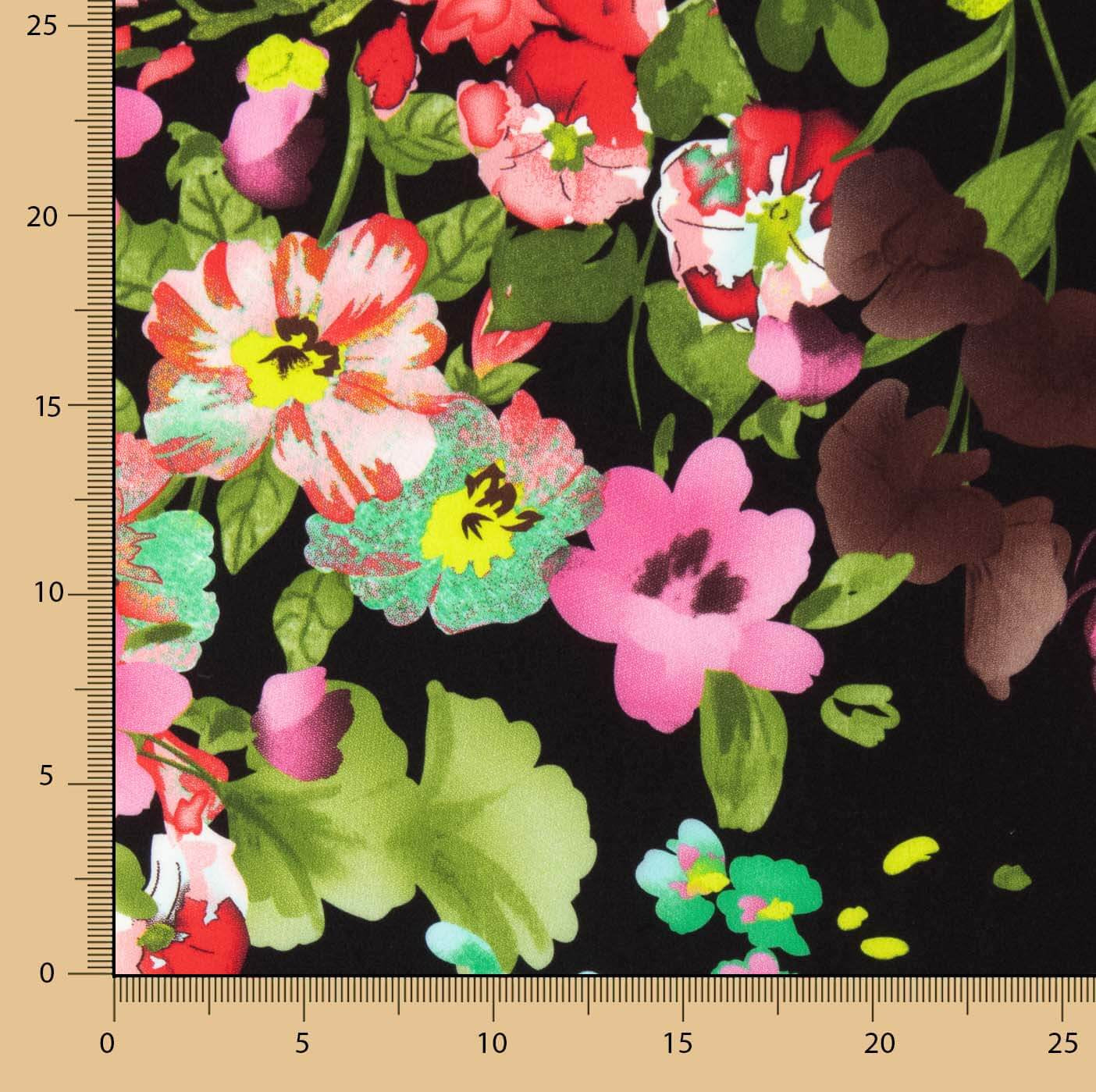 Chutes de tissu Koshibo à imprimé floral noir - Différentes longueurs x largeur de 150 cm - Ribes y Casals