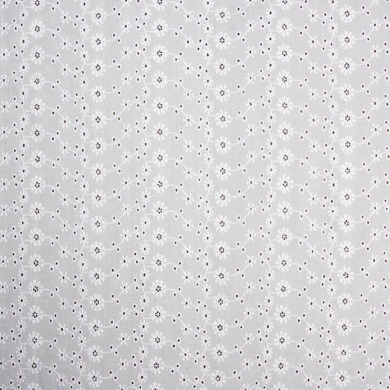 Broderie suisse fleur champ blanc naturel - Ribes y Casals