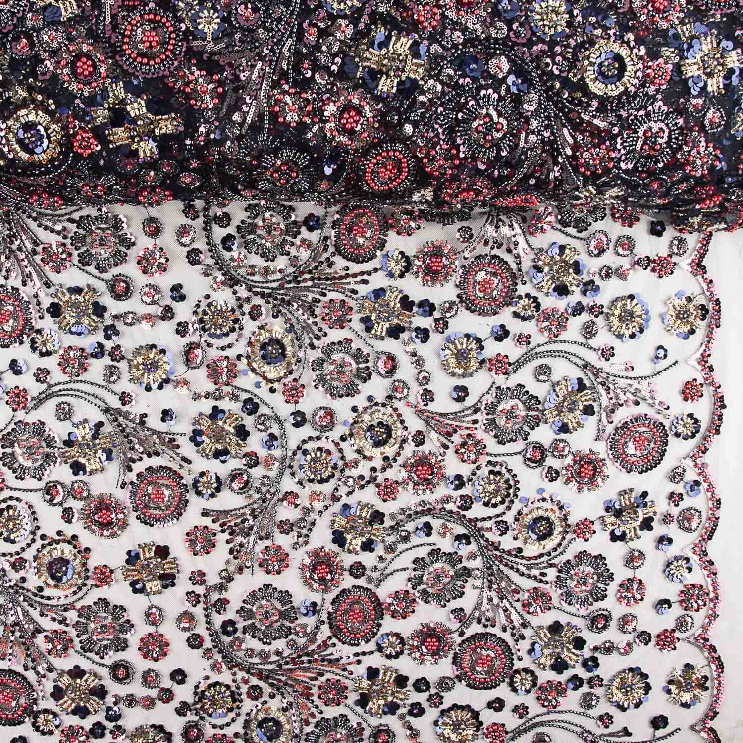 Strass Tulle Noir Multicolore Motif Circulaire - Ribes y Casals