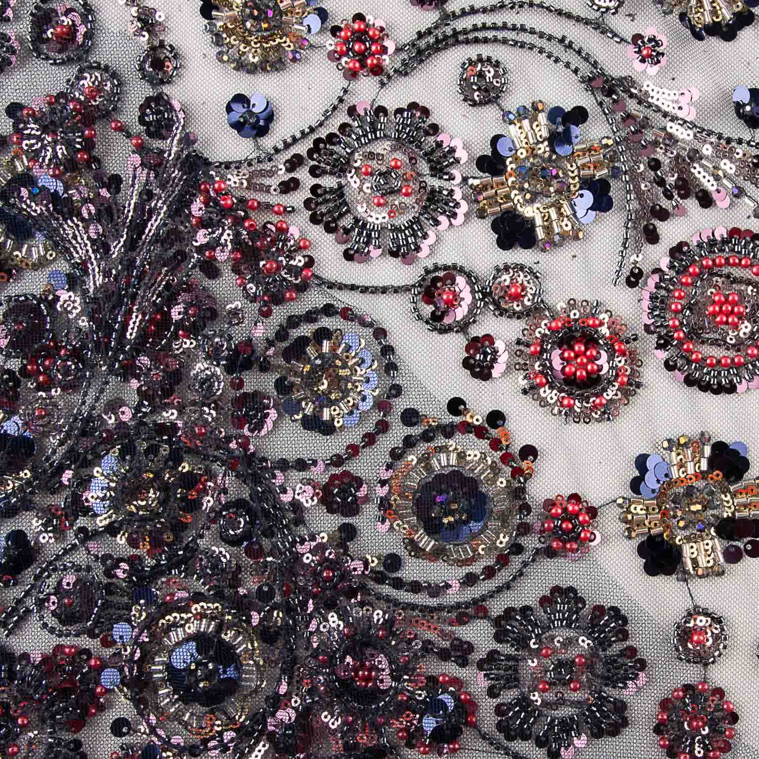 Strass Tulle Noir Multicolore Motif Circulaire - Ribes y Casals