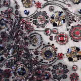 Strass Tulle Noir Multicolore Motif Circulaire - Ribes y Casals