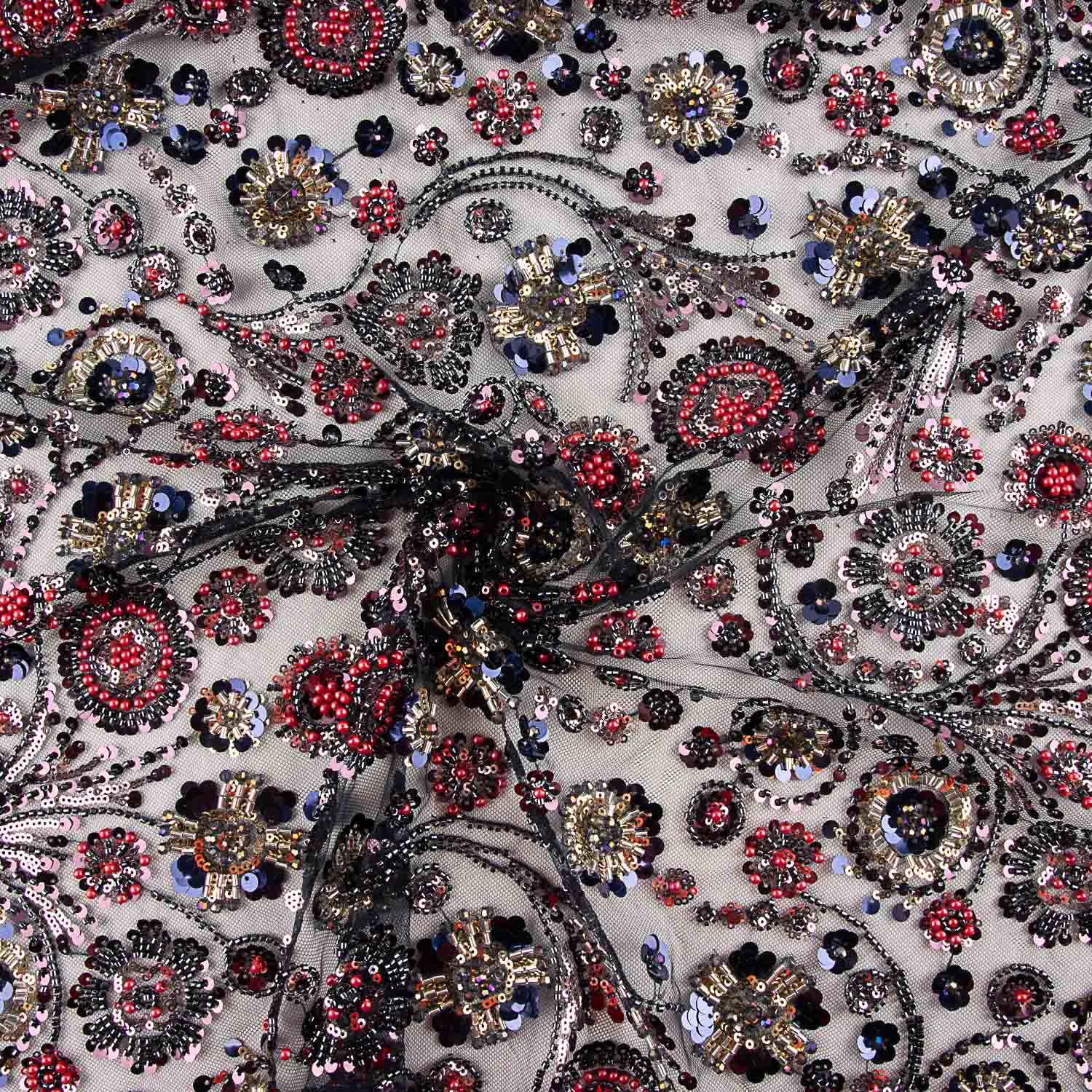 Strass Tulle Noir Multicolore Motif Circulaire - Ribes y Casals