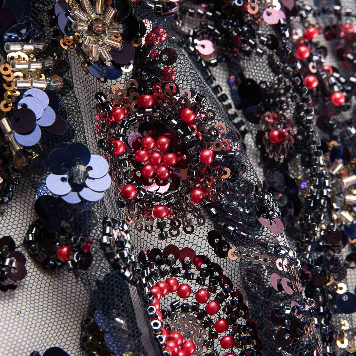 Strass Tulle Noir Multicolore Motif Circulaire - Ribes y Casals