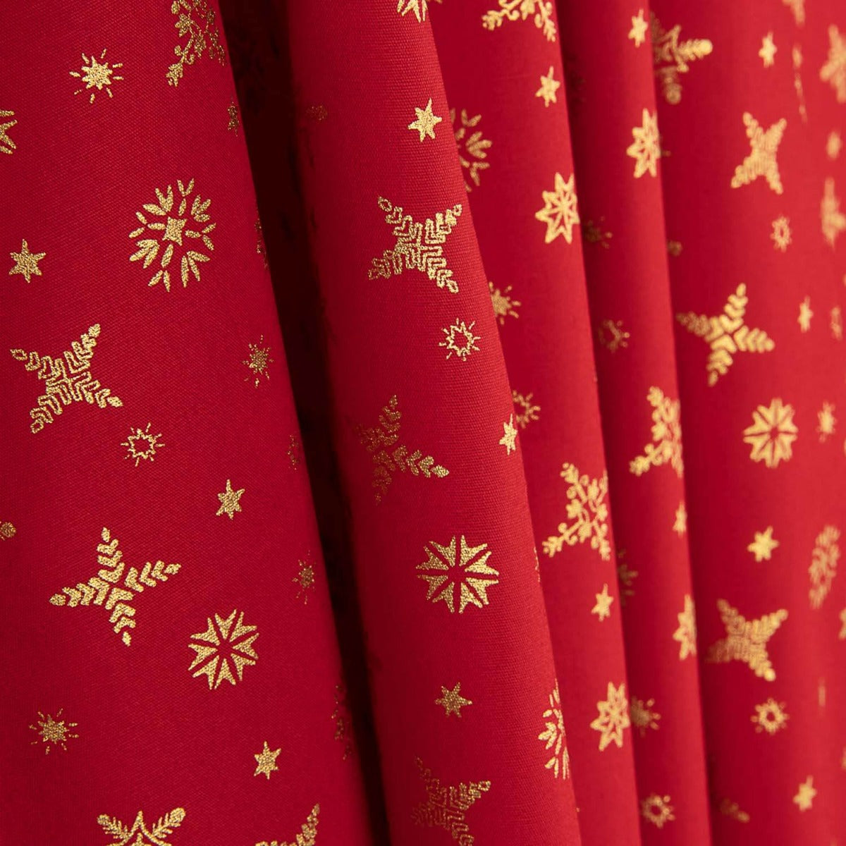 Popelín Estampado Copos de Oro Rojo - Ribes y Casals