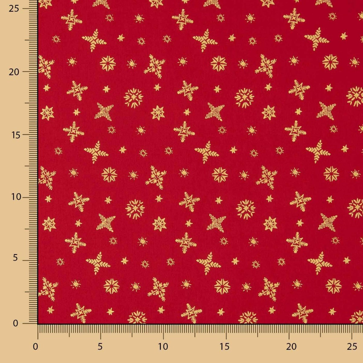 Popelín Estampado Copos de Oro Rojo - Ribes y Casals