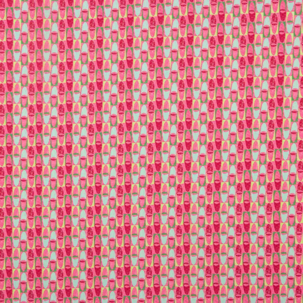 Crêpe léger imprimé rétro corail et vert - Ribes y Casals